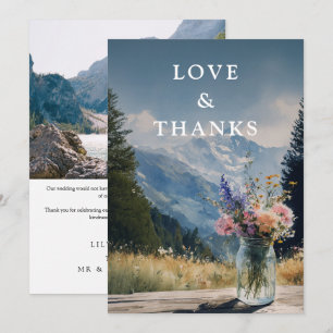Tarjeta De Agradecimiento Fotografía de boda con florero mason floral de mon
