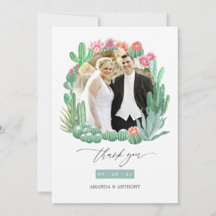 Tarjeta De Agradecimiento Fotografía de boda de suculentas del desierto en a