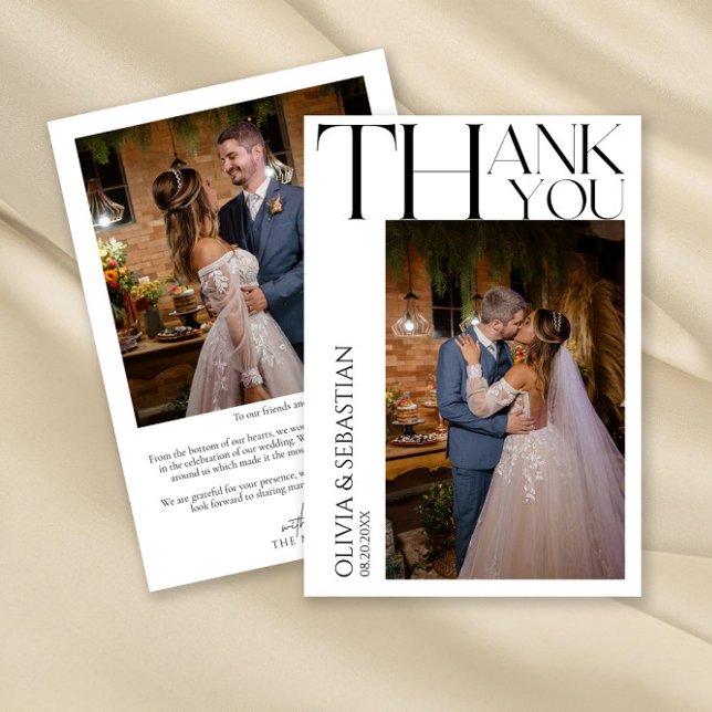 Tarjeta De Agradecimiento Fotografía de boda de tipografía moderna (Subido por el creador)