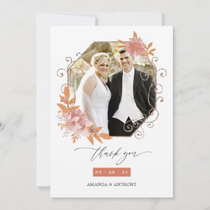 Tarjeta De Agradecimiento Fotografía de boda geométrica en acuarela con terr