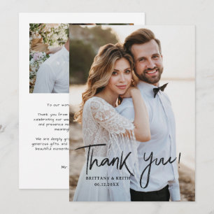 Tarjeta De Agradecimiento Fotografía de Boda Moderna con Guión Simple