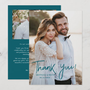 Tarjeta De Agradecimiento Fotografía de Boda Moderna con Guión Simple