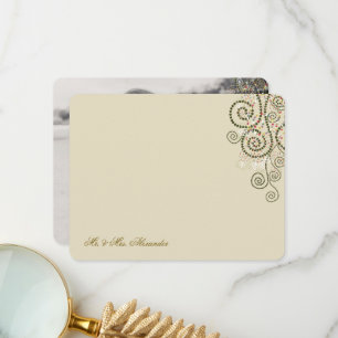 Tarjeta De Agradecimiento Fotografía de Boho Green Dots & Spirals Elegant We