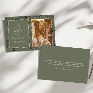 Tarjeta De Agradecimiento Fotografía de caligrafía de época elegante y verde