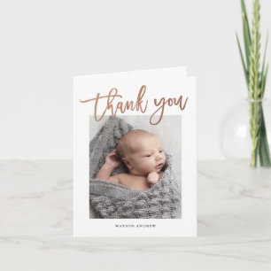 Tarjeta De Agradecimiento Fotografía de Caligrafía Moderna para Bebé