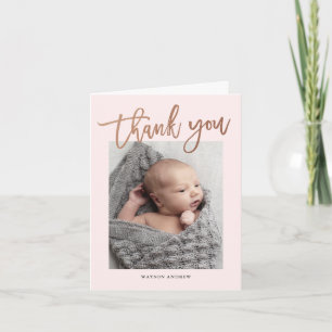 Tarjeta De Agradecimiento Fotografía de Caligrafía Moderna para Bebé