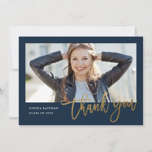 Tarjeta De Agradecimiento Fotografía de Caligrafía Moderna para Graduación
