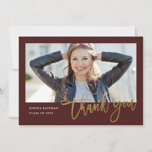 Tarjeta De Agradecimiento Fotografía de Caligrafía Moderna para Graduación
