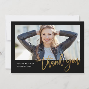 Tarjeta De Agradecimiento Fotografía de Caligrafía Moderna para Graduación