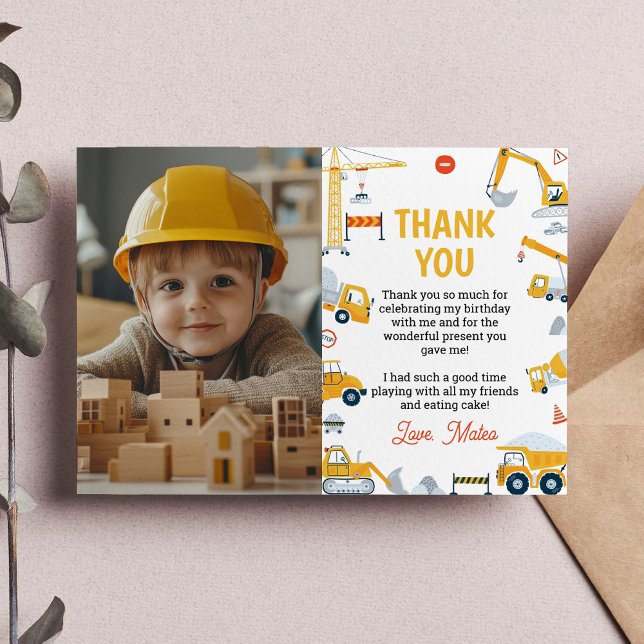 Tarjeta De Agradecimiento Fotografía de cumpleaños de los vehículos de const (Subido por el creador)