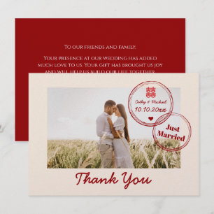 Tarjeta De Agradecimiento Fotografía de doble felicidad de boda de destino r