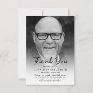 Tarjeta De Agradecimiento Fotografía de Funeral en Memoria Negra y Blanca