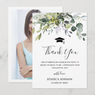 Tarjeta De Agradecimiento Fotografía de graduación del follaje Eucalyptus si