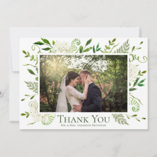 Tarjeta De Agradecimiento Fotografía de Hortensia Blanca para Boda Sencilla