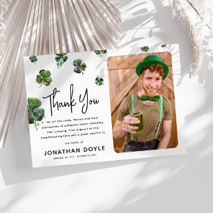 Tarjeta De Agradecimiento Fotografía de la simpatía por Shamrock Clover irla