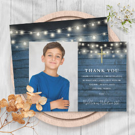 Tarjeta De Agradecimiento Fotografía de las cadenas rusticas azules de la co