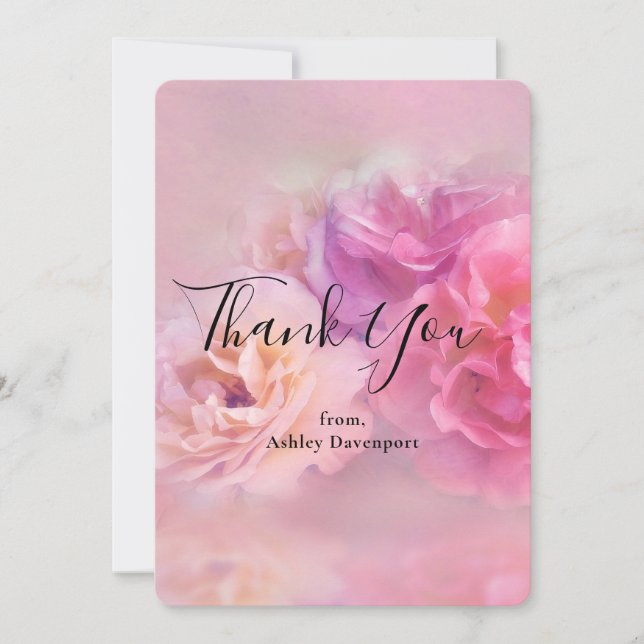 Tarjeta De Agradecimiento Fotografía de los claveles rosados y blancos de bo (Anverso)