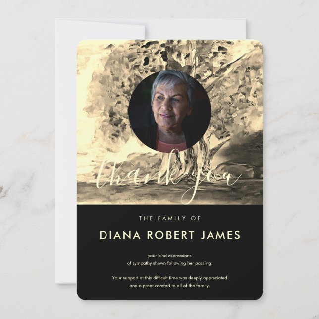 Tarjeta De Agradecimiento Fotografía de Lujo de Árboles de Oro Simpatía (Anverso)