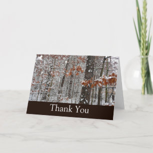 Tarjeta De Agradecimiento Fotografía de naturaleza invernal de robles cubier