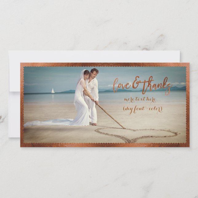 Tarjeta De Agradecimiento Fotografía de PixDezines en forma de cobre falso (Anverso)