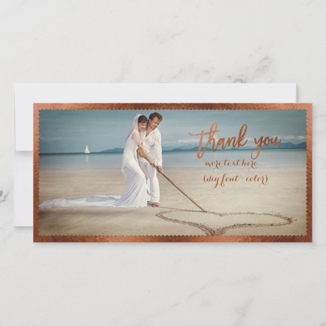 Tarjeta De Agradecimiento Fotografía de PixDezines en forma de cobre falso (Anverso)