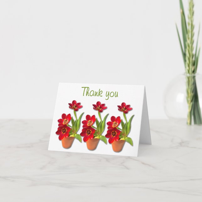 Tarjeta De Agradecimiento Fotografía de Tulipanes Rojos Maduros (Anverso)
