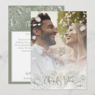 Tarjeta De Agradecimiento Fotografía elegante de Boho Modern Sage Green Flor