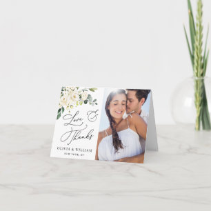 Tarjeta De Agradecimiento Fotografía Elegante Eucalyptus Floral de rosas bla