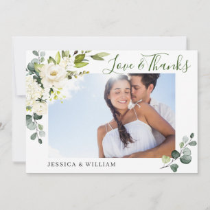 Tarjeta De Agradecimiento Fotografía Elegante Eucalyptus Floral de rosas bla