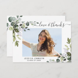 Tarjeta De Agradecimiento Fotografía Elegante Eucalyptus Greenery Graduación