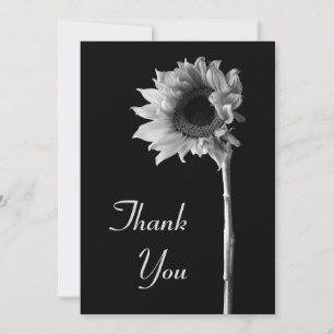 Tarjeta De Agradecimiento Fotografía en blanco y negro de girasol Gracias
