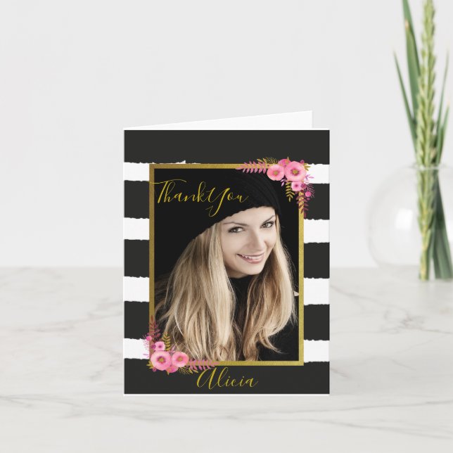 Tarjeta De Agradecimiento Fotografía en blanco y negro Gracias (Anverso)