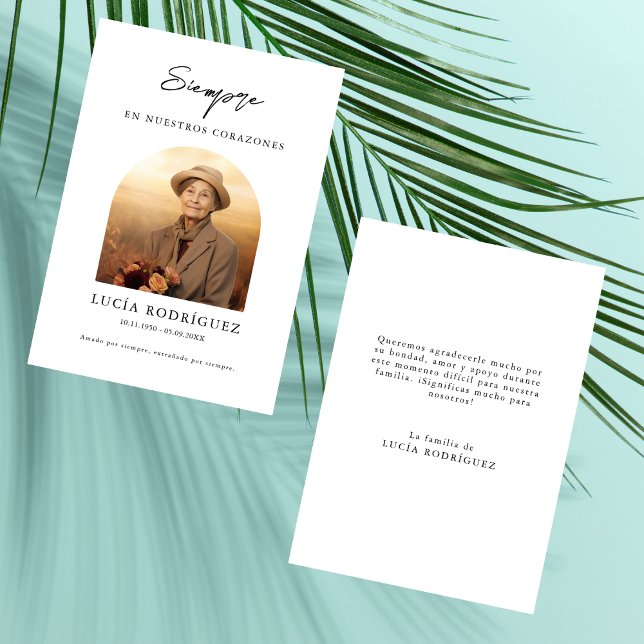 Tarjeta De Agradecimiento Fotografía en memoria de los funerales españoles (Subido por el creador)