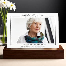 Tarjeta De Agradecimiento Fotografía Funeral Simple Elegante