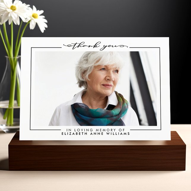 Tarjeta De Agradecimiento Fotografía Funeral Simple Elegante (Subido por el creador)