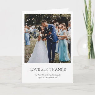 Tarjeta De Agradecimiento Fotografía minimalista en blanco y negro de boda c