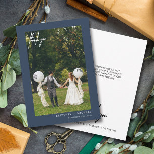 Tarjeta De Agradecimiento Fotografía moderna con letras manuales, azul de la
