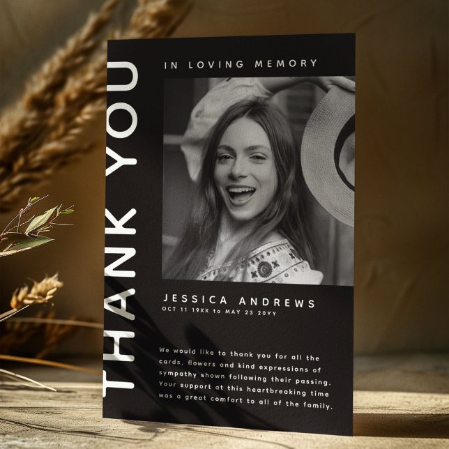 Tarjeta De Agradecimiento Fotografía moderna de simpatía Gracias (Subido por el creador)
