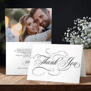 Tarjeta De Agradecimiento Fotografía moderna de un boda negro atemporal