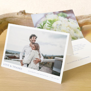 Tarjeta De Agradecimiento Fotografía moderna simple Amor y gracias Boda Grac