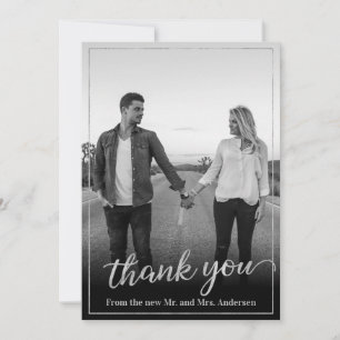 Tarjeta De Agradecimiento Fotografía personalizado Marco plateado Gracias