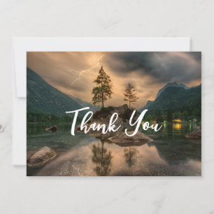 Tarjeta De Agradecimiento Fotografía por la noche del lago de montaña