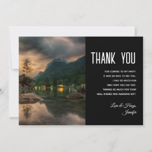 Tarjeta De Agradecimiento Fotografía por la noche del lago de montaña