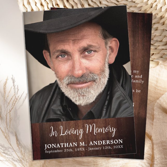 Tarjeta De Agradecimiento Fotografía por Rustic Funeral Simple Memorial (Subido por el creador)