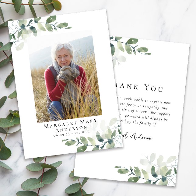 Tarjeta De Agradecimiento Fotografía Simpatía Eucalyptus Funeral (Subido por el creador)