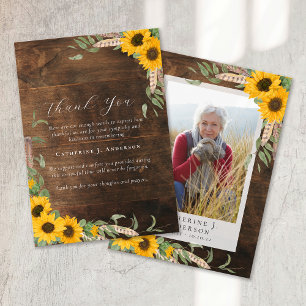 Tarjeta De Agradecimiento Fotografía: Sympathy Funeral Sunflower