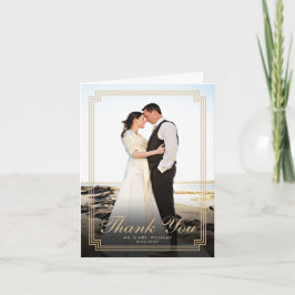 Tarjeta De Agradecimiento Fotografía vertical de marco elegante Art Deco