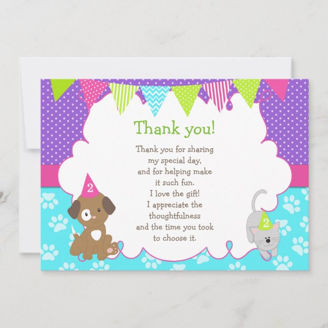 Tarjeta De Agradecimiento Fotografía y gatito gracias carta verde morado (Anverso)
