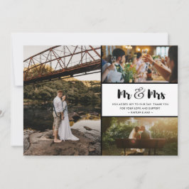 Tarjeta De Agradecimiento Fotomontaje de boda Sr y Sra Gracias