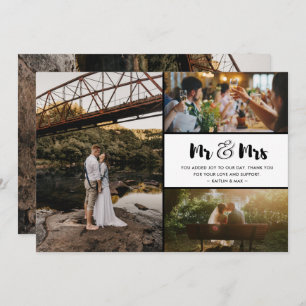 Tarjeta De Agradecimiento Fotomontaje de boda Sr y Sra Gracias